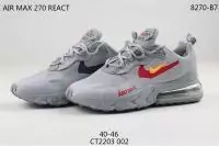 nike hommes air max 270 react trainers ct2203 002 justdoit gray